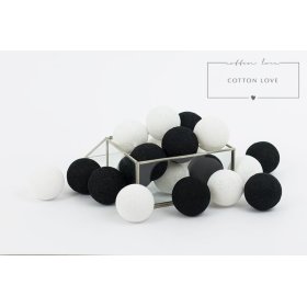 Bavlnené svietiace LED guličky Cotton Balls - čierno-biele, cotton love